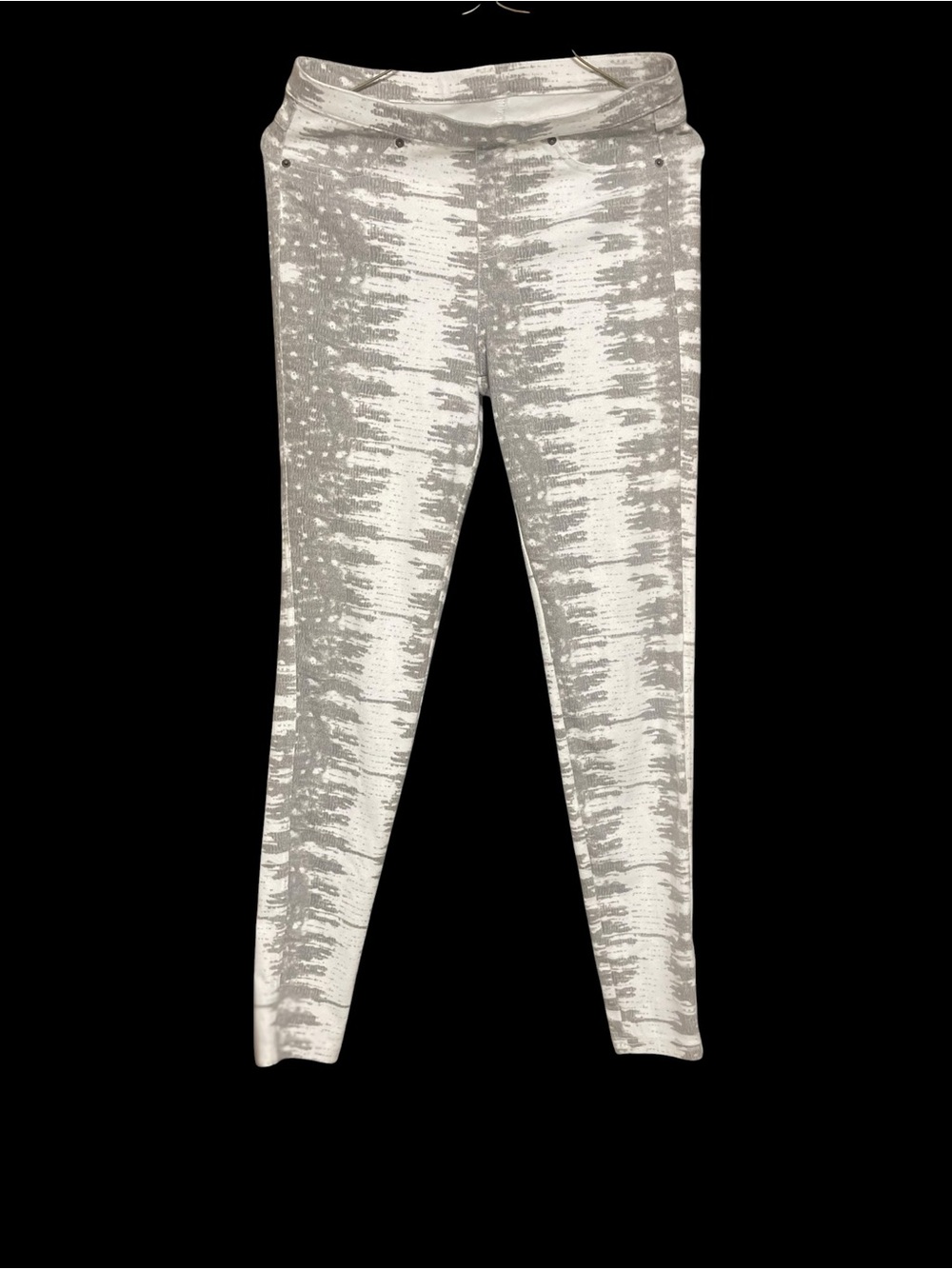 Women's Light Gray Patterned Jeans-Style Stretch Leggings